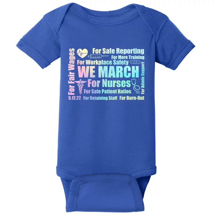 We March For Nurses Million Nurse March Power Nurse Funny Gift Baby Bodysuit