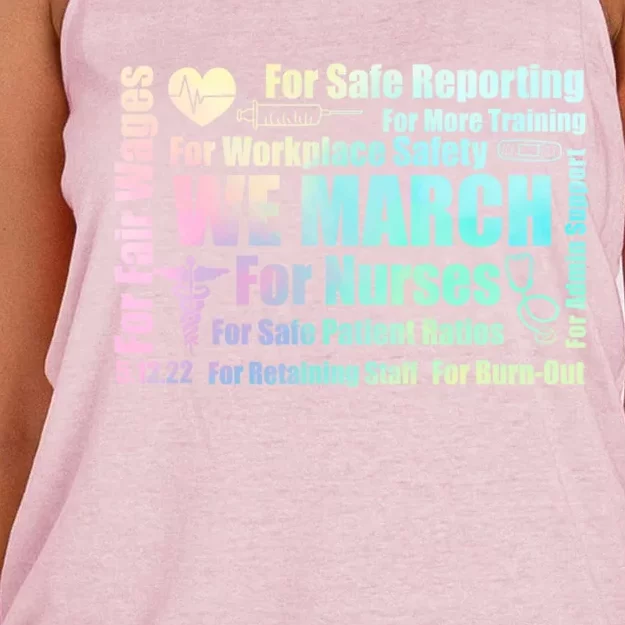 We March For Nurses Million Nurse March Power Nurse Funny Gift Women's Knotted Racerback Tank