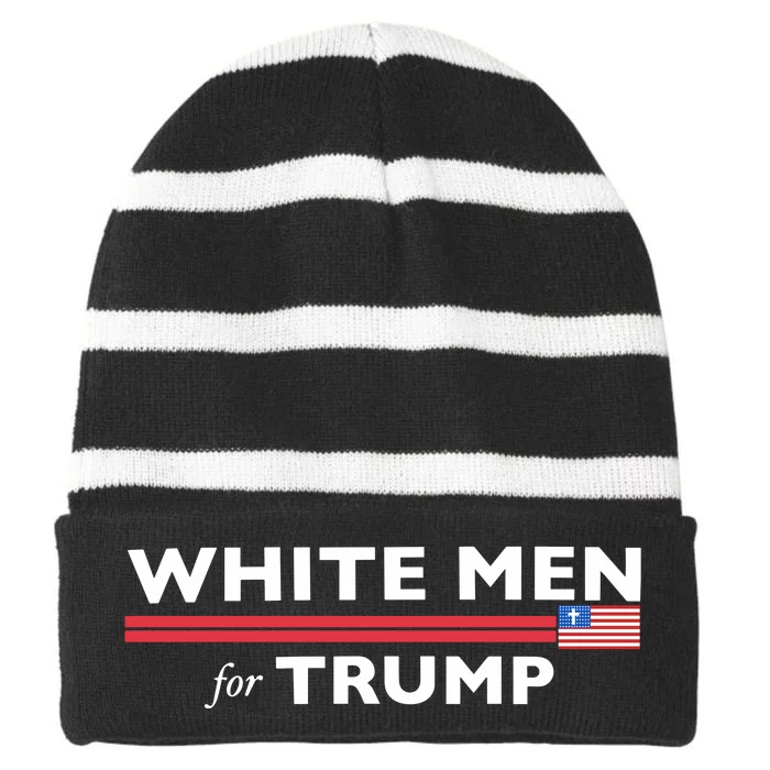 White M.E.N. For Trump Striped Beanie with Solid Band