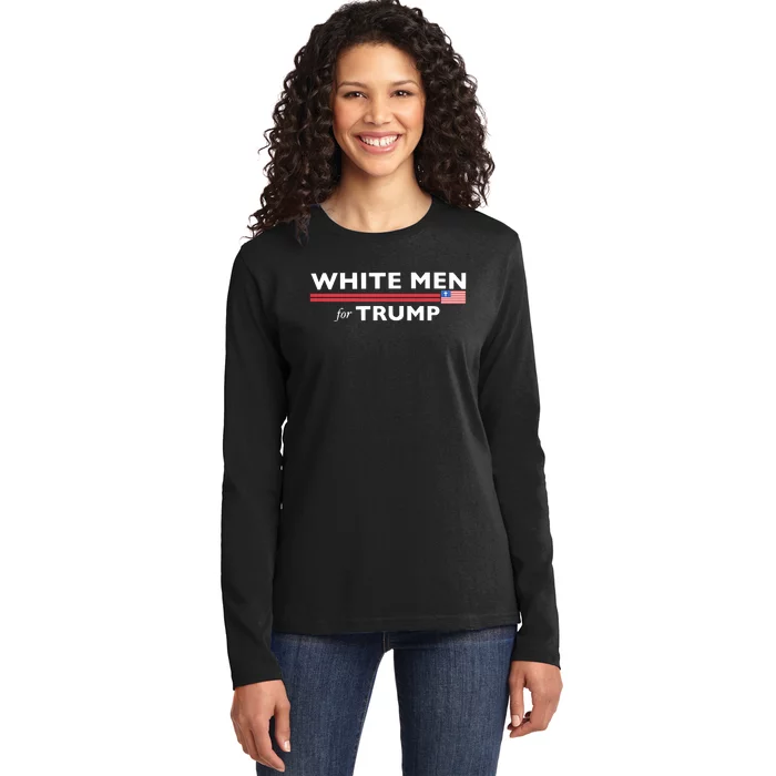 White M.E.N. For Trump Ladies Long Sleeve Shirt