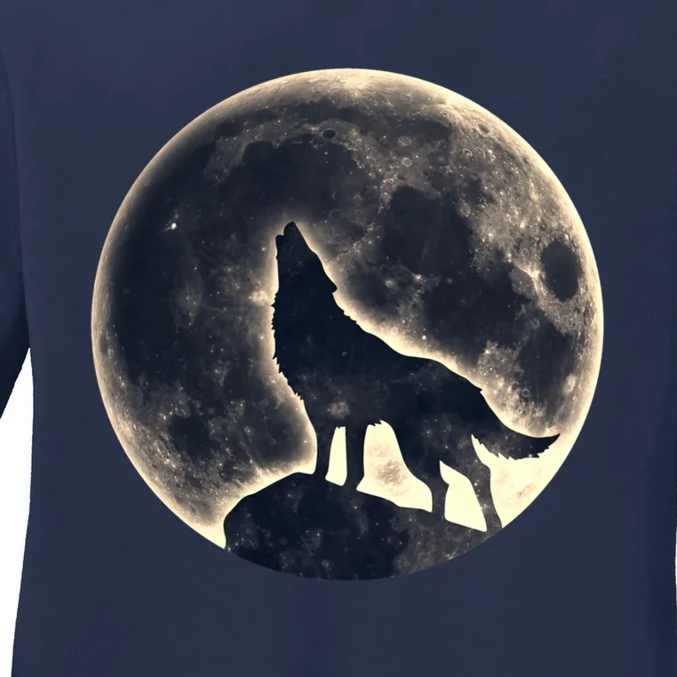 Wolf Moon Fantasy Wild Dog Wolves Ladies Long Sleeve Shirt