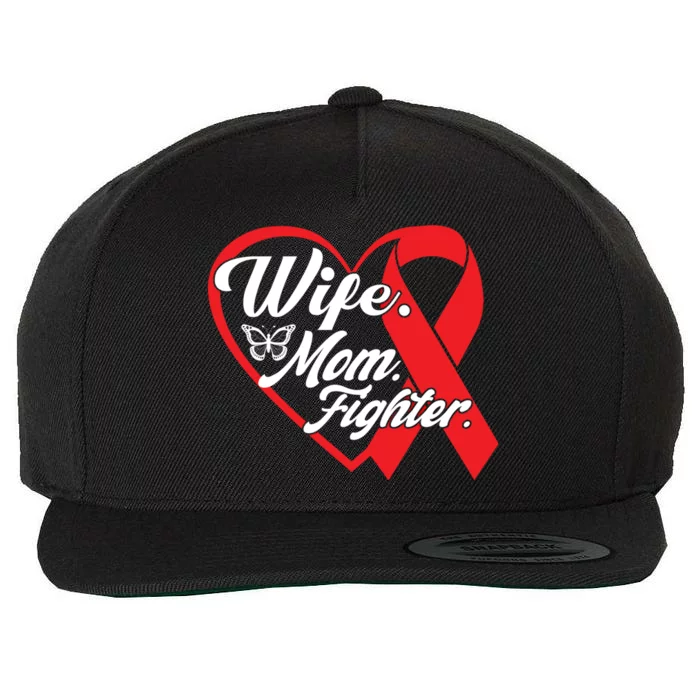 Wife Mom Fighter Heart Disease Awareness Gift Wool Snapback Cap