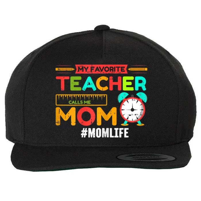 Womens My Favorite Teacher Mothers Day Retro Mom Life Momma Wool Snapback Cap