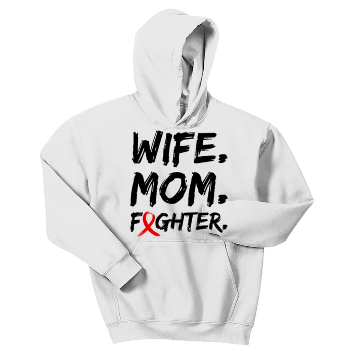 Wife Mom Fighter Breast Cancer Awareness Kids Hoodie