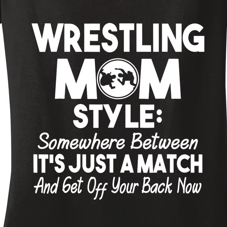 Wrestling Mom for Wo Funny Wrestle Wrestler Gifts Women's V-Neck T-Shirt