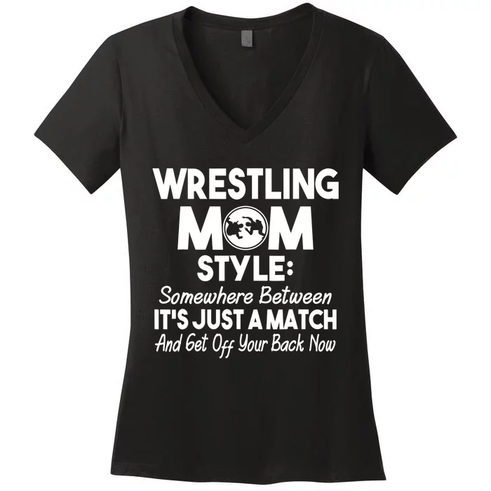 Wrestling Mom for Wo Funny Wrestle Wrestler Gifts Women's V-Neck T-Shirt