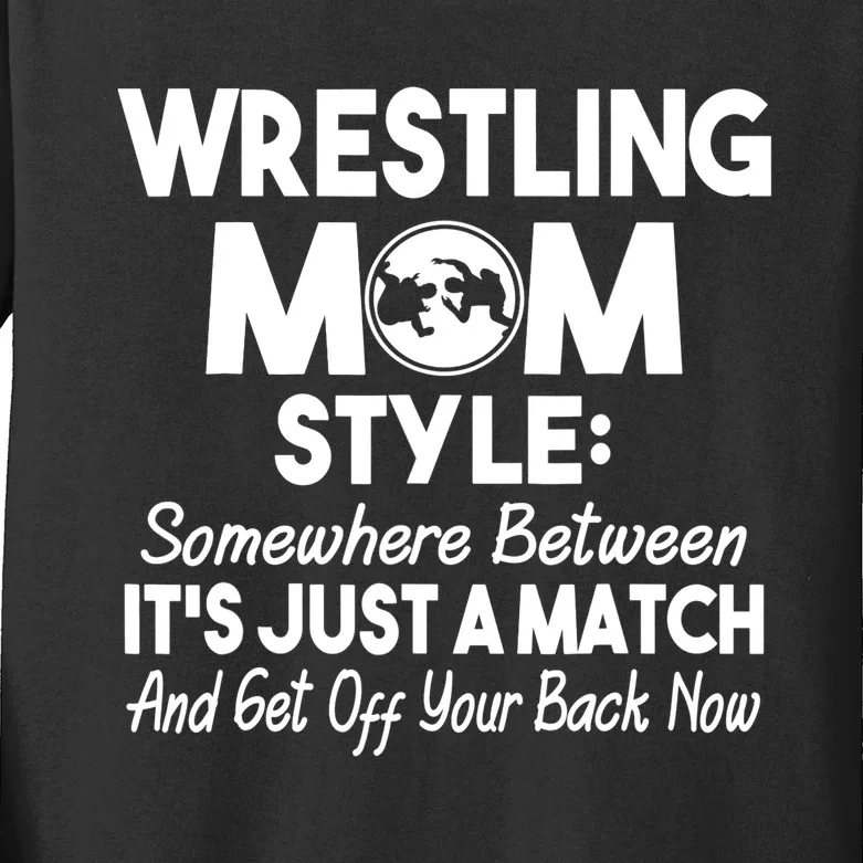 Wrestling Mom for Wo Funny Wrestle Wrestler Gifts Kids Long Sleeve Shirt