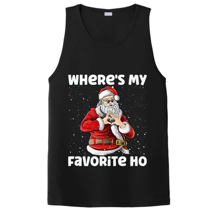 Where's My Favorite Ho Funny Sarcastic Christmas Santa Claus Performance Tank