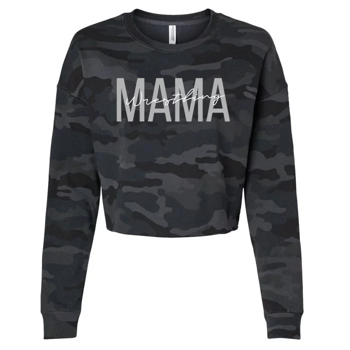 Wrestling Mom for Wo Funny Mama Wrestle Wrestler Cropped Pullover Crew