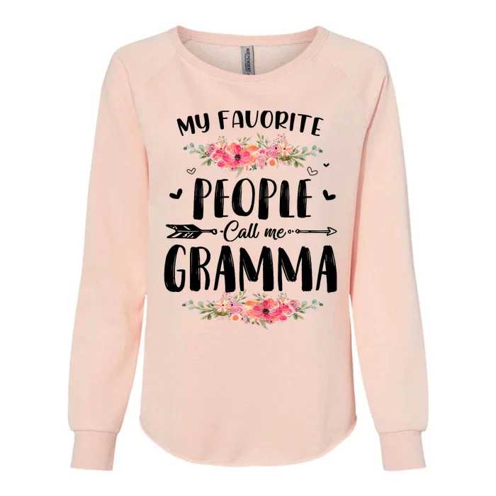 Wo My Favorite People Call Me Gramma Floral Mother's Day Gift Womens California Wash Sweatshirt