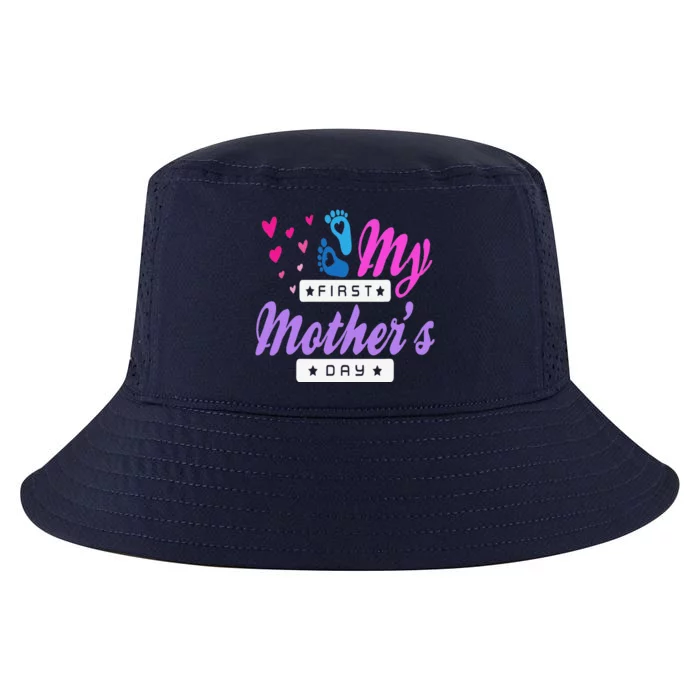 Women's My First Mothers Day Pregnancy Announcement Cool Comfort Performance Bucket Hat