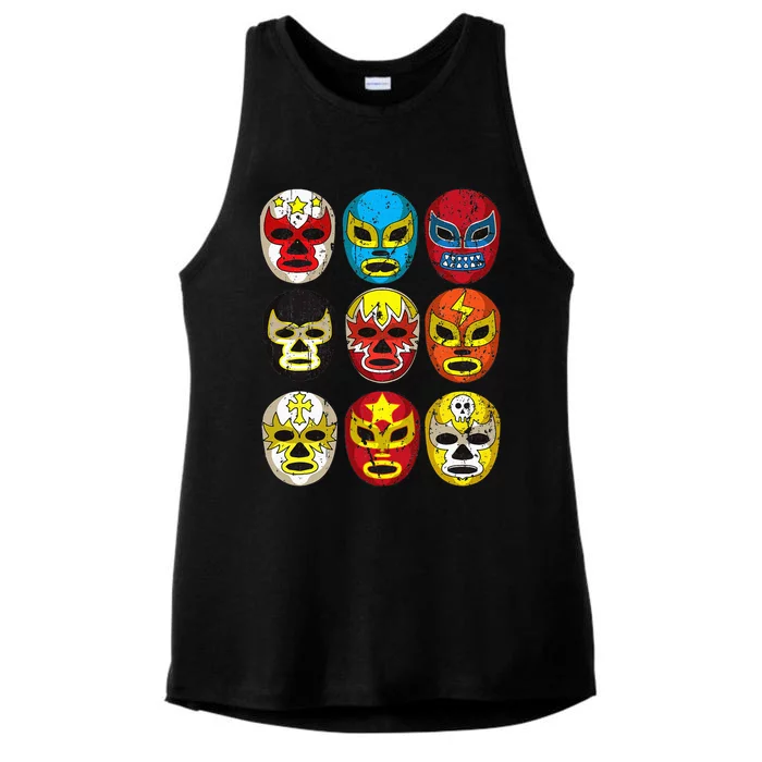 Wrestlers Masks Funny Ladies Tri-Blend Wicking Tank