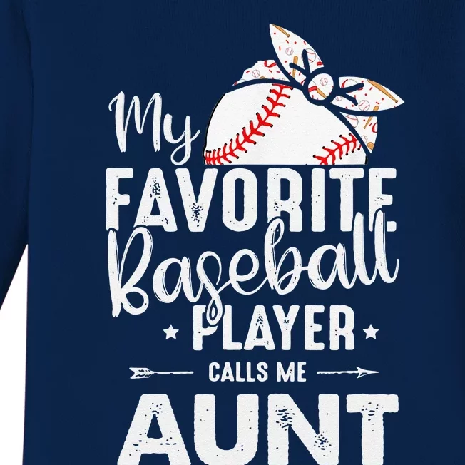 Womens My Favorite Baseball Player Call Me Aunt Mother's Day Baby Long Sleeve Bodysuit