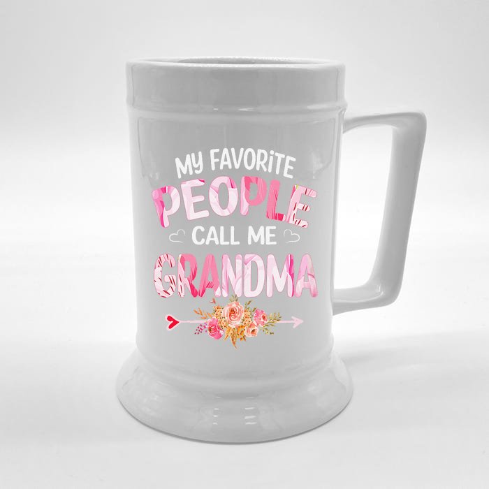 Womens My Favorite People Call Me Grandma Mother's Day Grandma Gift Front & Back Beer Stein