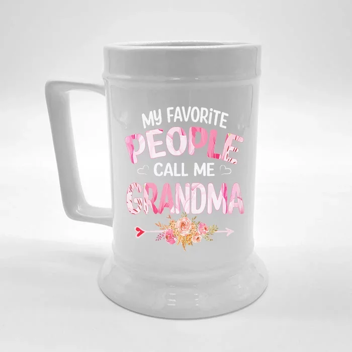 Womens My Favorite People Call Me Grandma Mother's Day Grandma Gift Front & Back Beer Stein