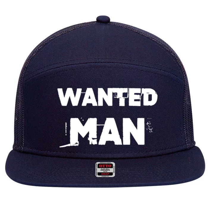 Wanted Man Funny Meme 7 Panel Mesh Trucker Snapback Hat