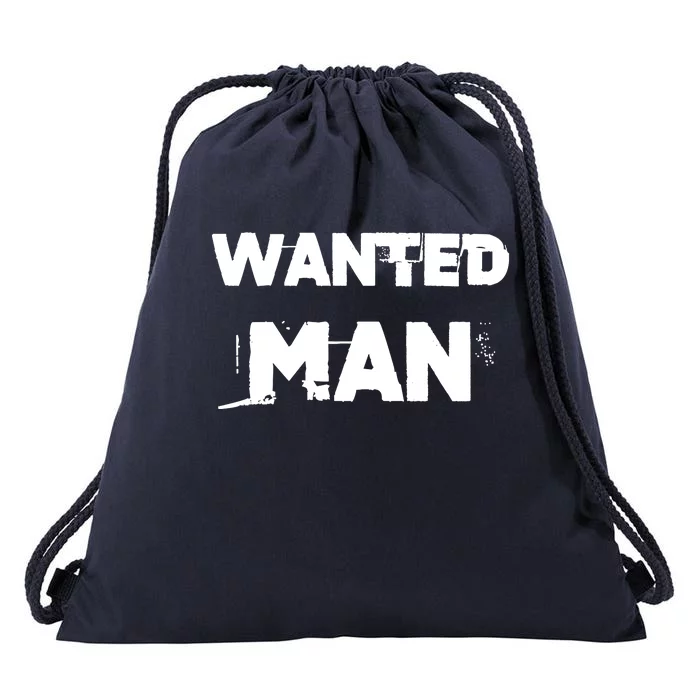 Wanted Man Funny Meme Drawstring Bag