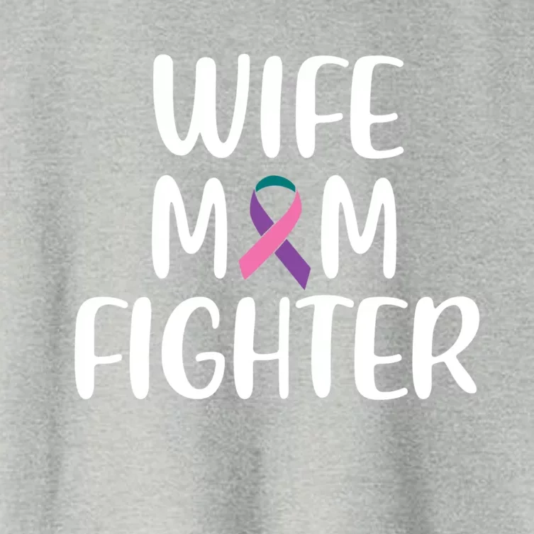 Wife Mom Fighter Thyroid Cancer Awareness Great Gift Women's Crop Top Tee