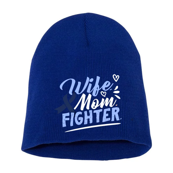 Wife Mom Fighter Colon Cancer Awareness Ribbon Survivor Cute Gift Short Acrylic Beanie