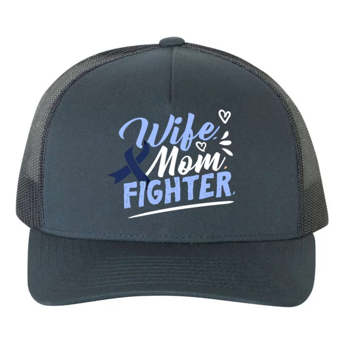 Wife Mom Fighter Colon Cancer Awareness Ribbon Survivor Cute Gift Yupoong Adult 5-Panel Trucker Hat