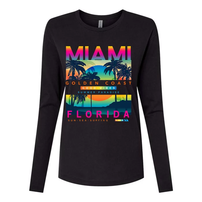 Wear Miami Florida Miami Colorful Sunrise Womens Cotton Relaxed Long Sleeve T-Shirt