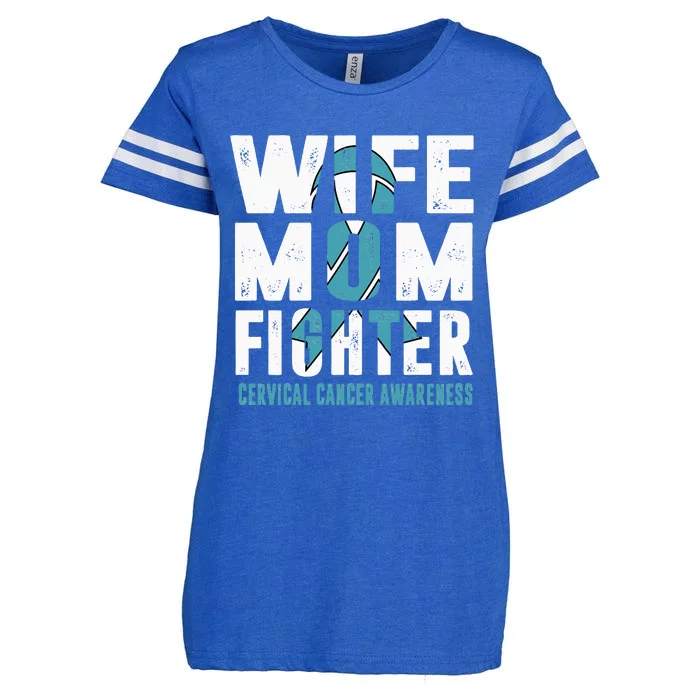 Wife Mom Fighter Cervical Cancer Awareness Enza Ladies Jersey Football T-Shirt