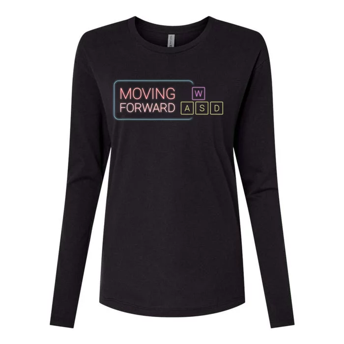 Wasd Moving Forward Retro Pc Gaming Inspirational Womens Cotton Relaxed Long Sleeve T-Shirt