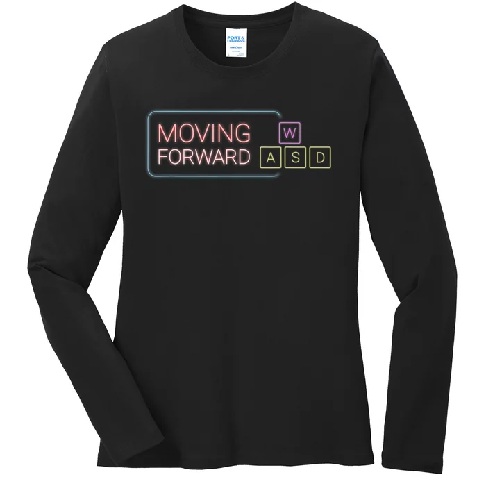 Wasd Moving Forward Retro Pc Gaming Inspirational Ladies Long Sleeve Shirt