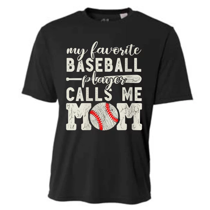 Womens My Favorite Baseball Player Calls Me Mom Cheer Mother Cooling Performance Crew T-Shirt