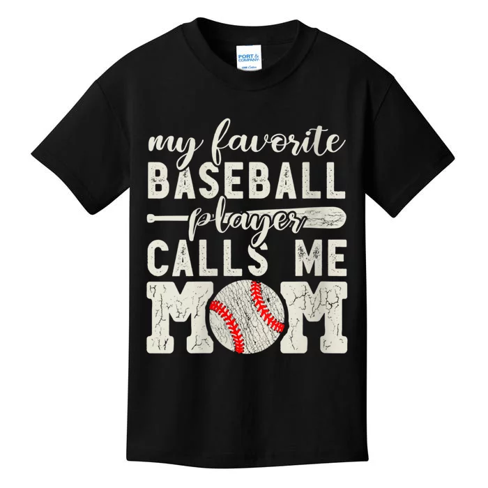 Womens My Favorite Baseball Player Calls Me Mom Cheer Mother Kids T-Shirt