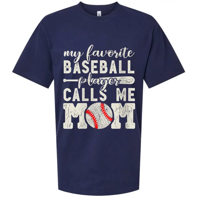 Womens My Favorite Baseball Player Calls Me Mom Cheer Mother Sueded Cloud Jersey T-Shirt