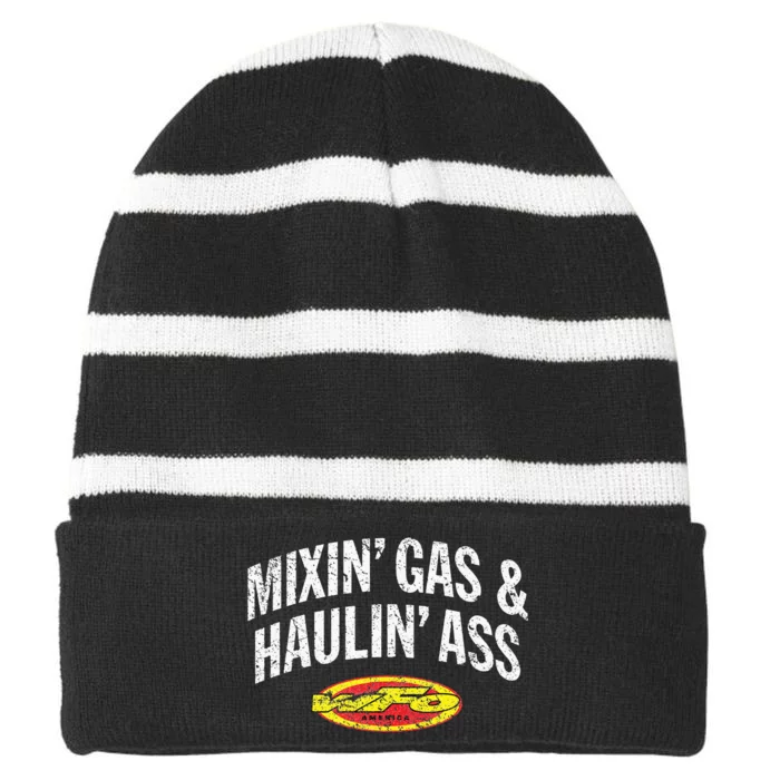 WFO Mixing Gas Hauling Ass Motocross Racer Dirt Bike Rider Striped Beanie with Solid Band