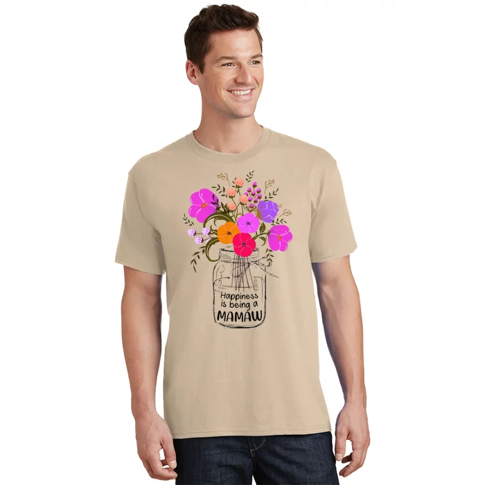 Women Mom Grandma Floral Gift Happiness Is Being A Mamaw T-Shirt