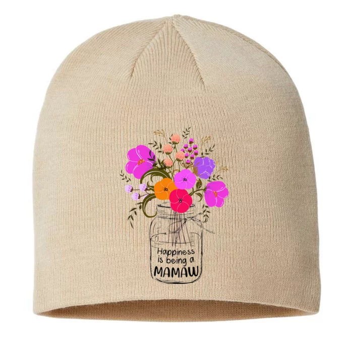 Women Mom Grandma Floral Gift Happiness Is Being A Mamaw 8 1/2in Sustainable Knit Beanie