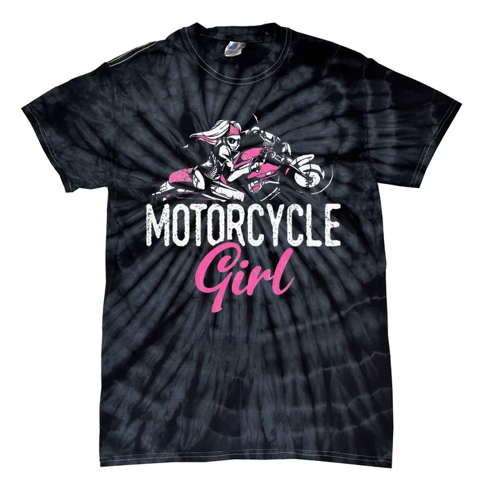 Womens Motorcycle Girl Bike Motor Motorcycle Tie-Dye T-Shirt