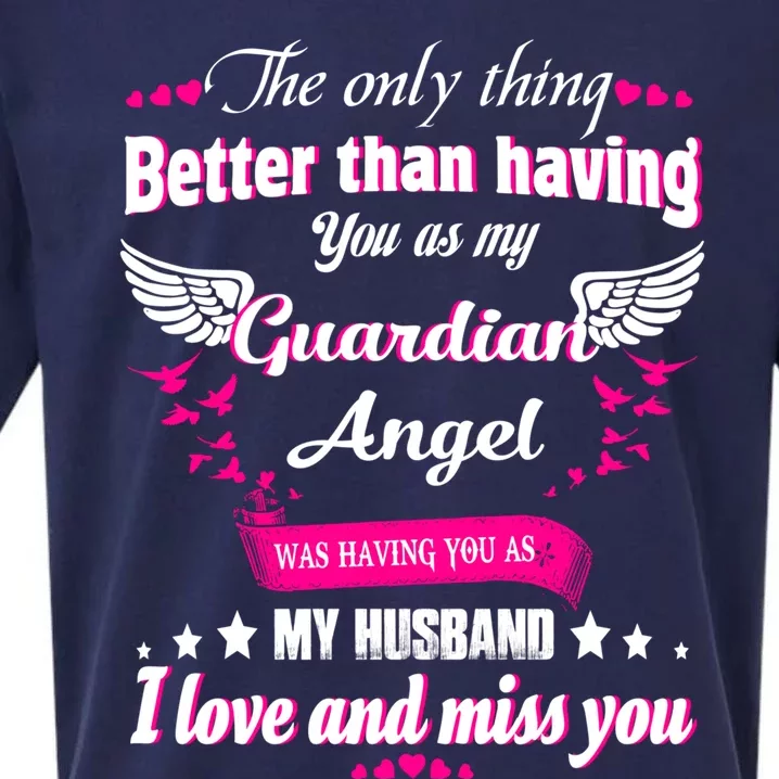 Wifes Moms Grandmas Lost Husband Dad Grandpa Guardian Angel Gift Sueded Cloud Jersey T-Shirt