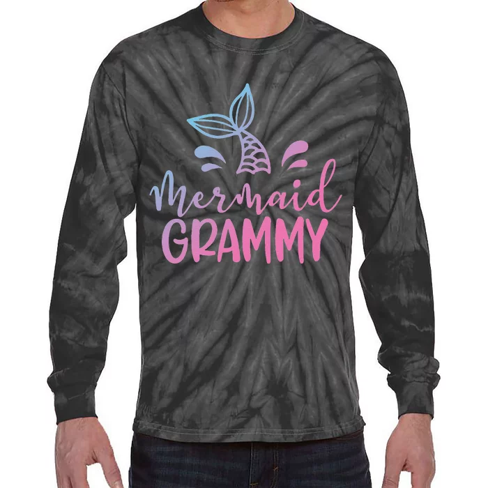 Womens Mermaid Grammy Funny Grammy Family Matching Mother's Day Tie-Dye Long Sleeve Shirt