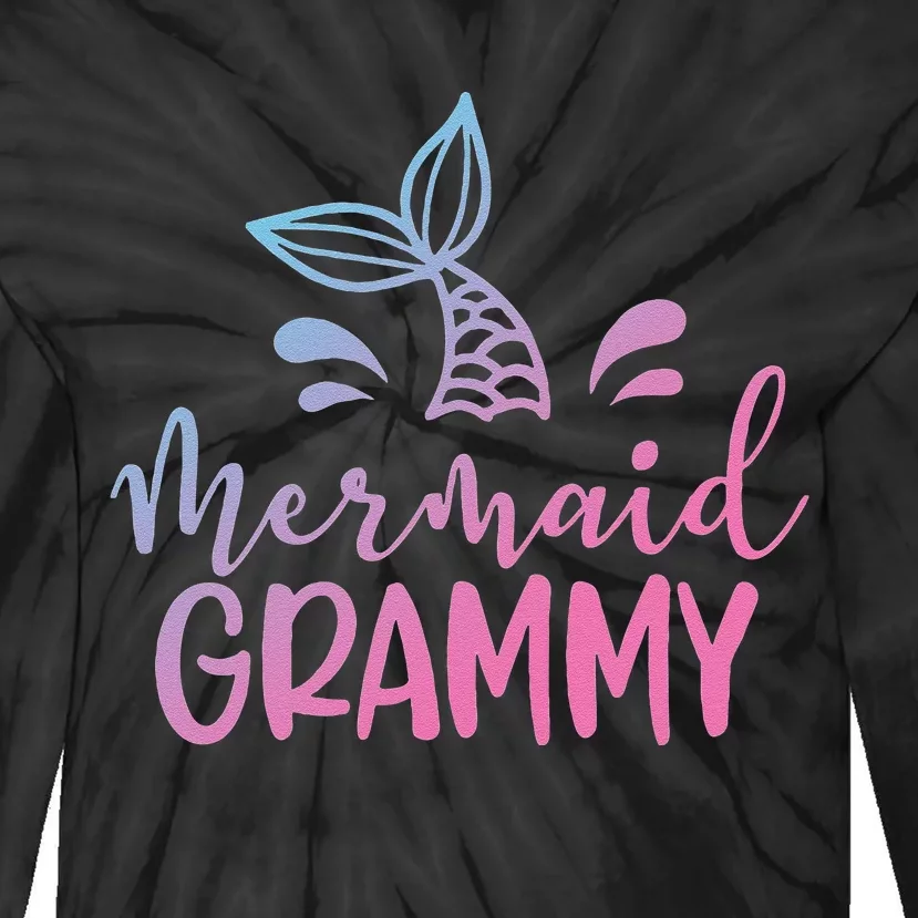 Womens Mermaid Grammy Funny Grammy Family Matching Mother's Day Tie-Dye Long Sleeve Shirt