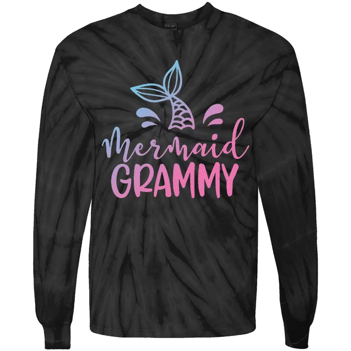 Womens Mermaid Grammy Funny Grammy Family Matching Mother's Day Tie-Dye Long Sleeve Shirt