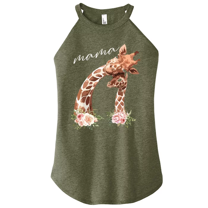 Womens Mama Giraffe Shirts New Mom Mommy Gift For Mothers Day Women’s Perfect Tri Rocker Tank