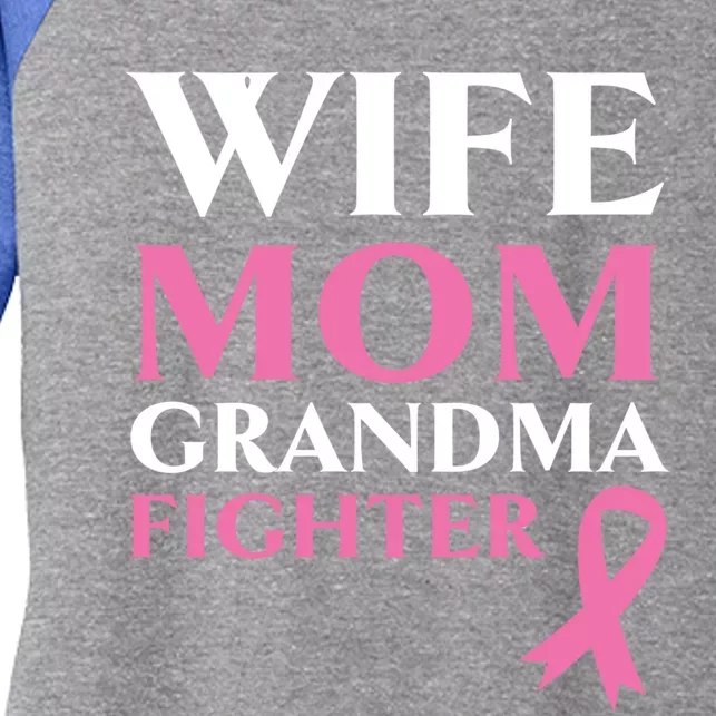 Wife Mom Grandma Fighter Breast Cancer Warrior Cool Gift Women's Tri-Blend 3/4-Sleeve Raglan Shirt