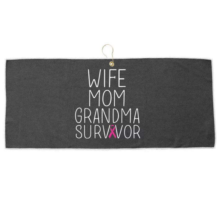 Wife Mom Grandma Survivor - Breast Cancer Shirt Gift Large Microfiber Waffle Golf Towel