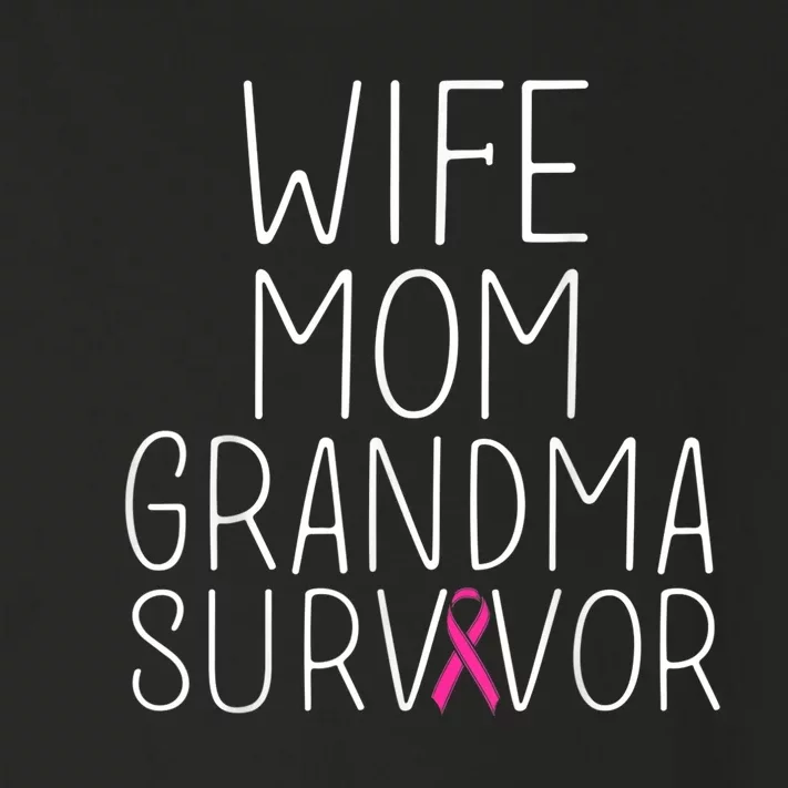 Wife Mom Grandma Survivor - Breast Cancer Shirt Gift Toddler Long Sleeve Shirt