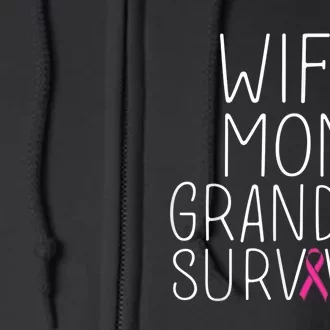 Wife Mom Grandma Survivor - Breast Cancer Shirt Gift Full Zip Hoodie