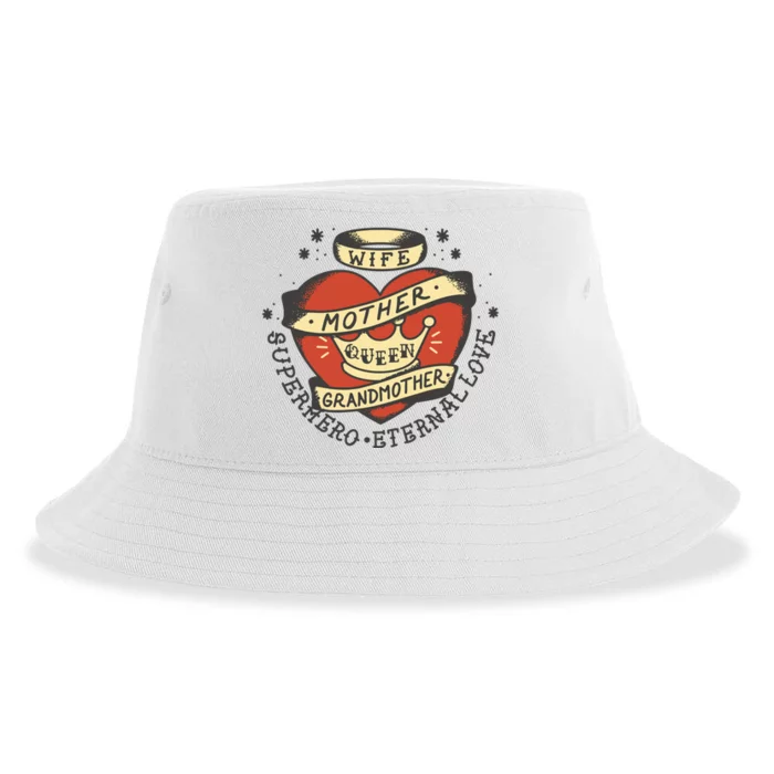 Wife Mother Grandmother Queen Heart Gift Sustainable Bucket Hat