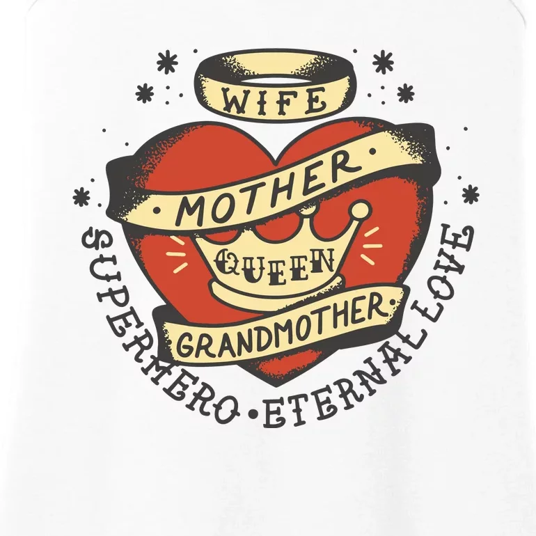 Wife Mother Grandmother Queen Heart Gift Ladies Essential Tank