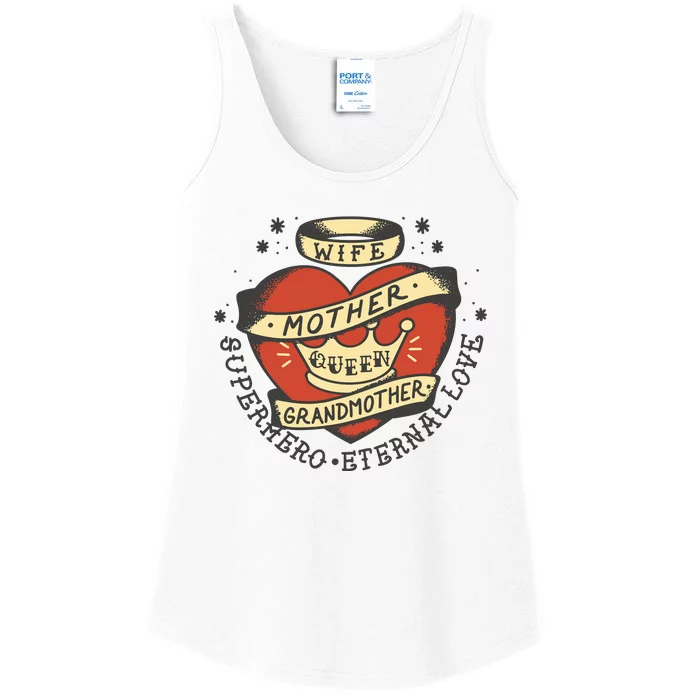 Wife Mother Grandmother Queen Heart Gift Ladies Essential Tank