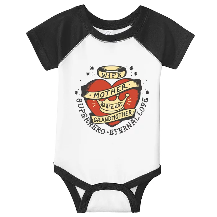 Wife Mother Grandmother Queen Heart Gift Infant Baby Jersey Bodysuit