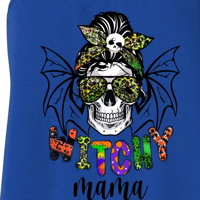 Witchy Mama Halloween Skull Witch Mom Spooky Cool Gift Women's Racerback Tank