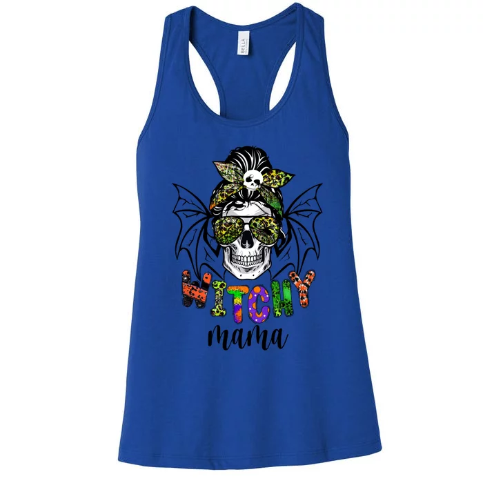 Witchy Mama Halloween Skull Witch Mom Spooky Cool Gift Women's Racerback Tank